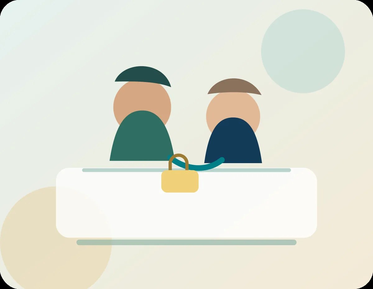 Illustration of two people connected by a supportive link